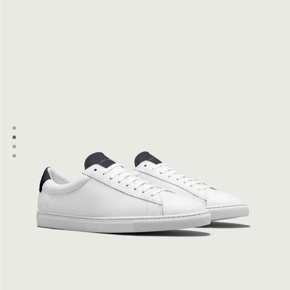 Men’s Oliver Cabell White and Navy Blue Leather Low-Top Sneakers US 12.5 EU 46